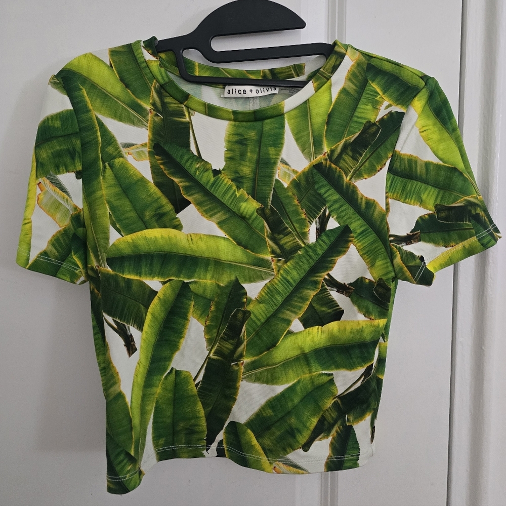Alice + Olivia Tropical Green Crop Top - Picture 2 of 6